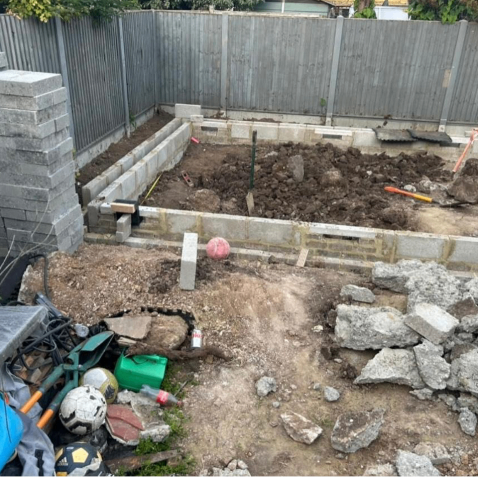 Professional foundation work and groundworks for a residential building project
